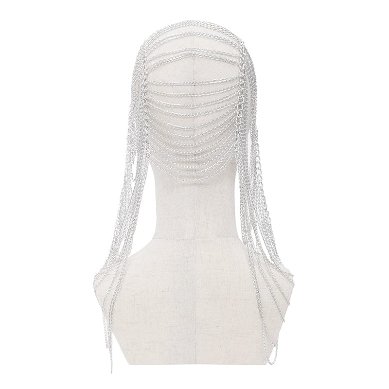 DEVIL FASHION Women's Punk Studded Chained Headwear