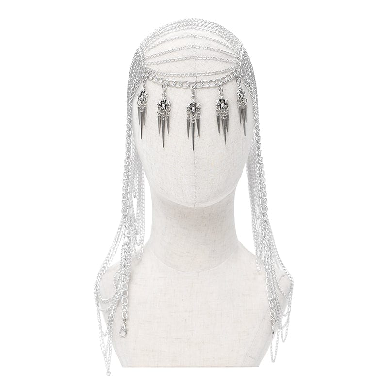 DEVIL FASHION Women's Punk Studded Chained Headwear