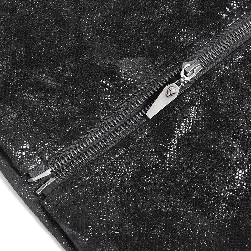 DEVIL FASHION Women's Punk Studded Chained Zipper Leg Warmers
