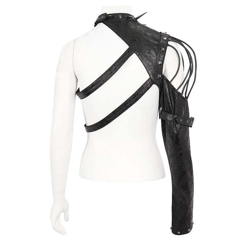 DEVIL FASHION Women's Punk Studded Faux Leather Harness Black