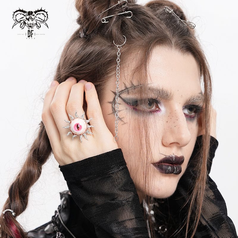 DEVIL FASHION Women's Punk Sunflower Eyeball Ring