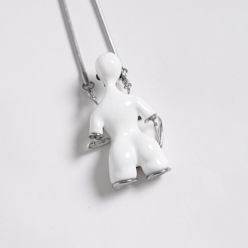 DEVIL FASHION Women's Punk Weird Sci-fi Alien Necklace White