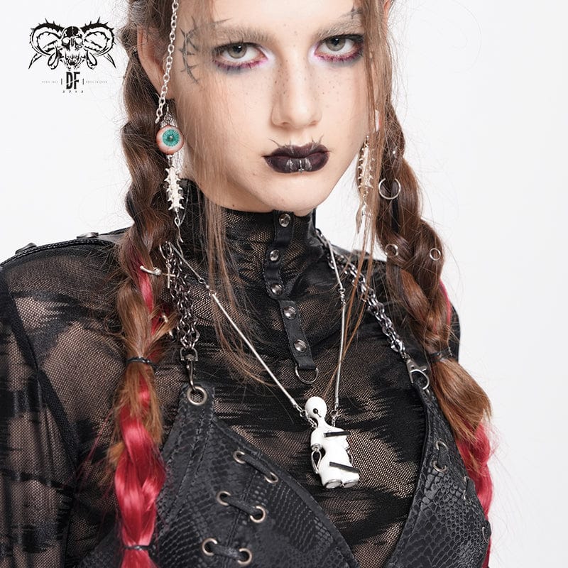 DEVIL FASHION Women's Punk Weird Sci-fi Alien Necklace White