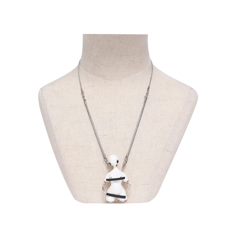 DEVIL FASHION Women's Punk Weird Sci-fi Alien Necklace White