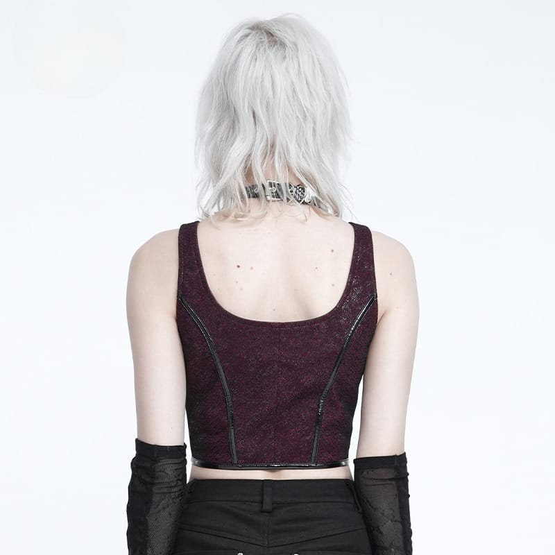 DEVIL FASHION Women's Punk Zip Front Adjustable Strap Bustier