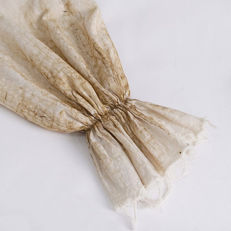 DEVIL FASHION Women's Steampunk Stand Collar Puff Sleeved Beige Shirt