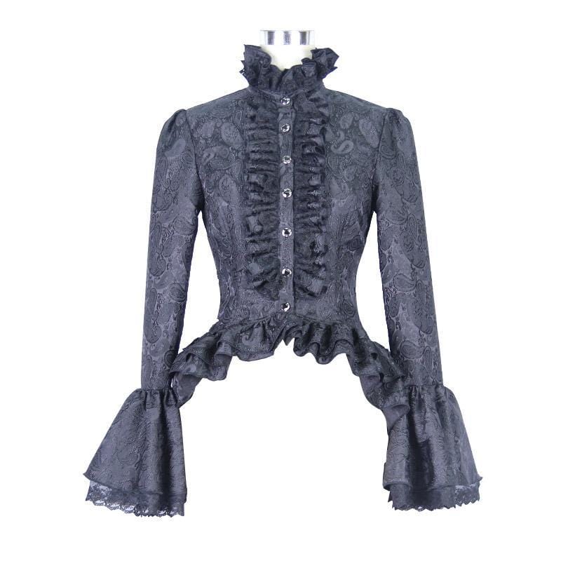 DEVIL FASHION Women's Vintage Victorian Short Lace Top