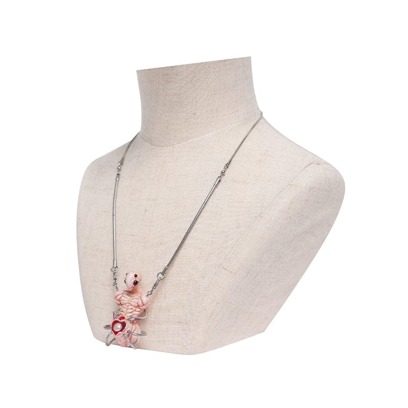 DEVIL FASHION Women's Weirdcore Alien Mechanical Elements Necklace Pink