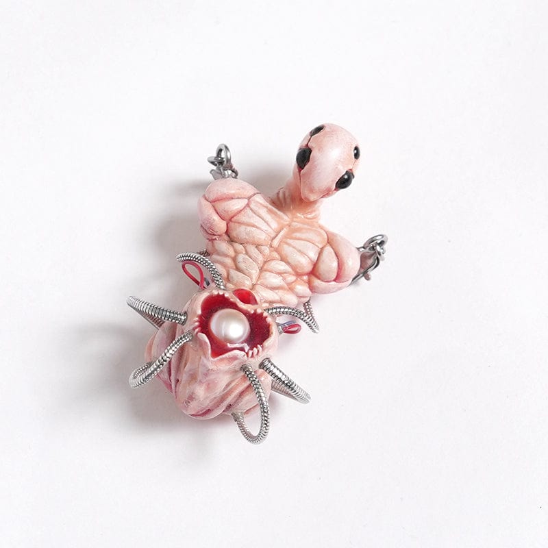 DEVIL FASHION Women's Weirdcore Alien Mechanical Elements Necklace Pink