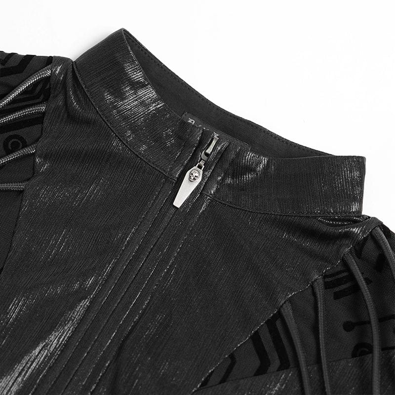 DEVILFASHION Women's Cyberpunk Circuit Board Printed Shirt