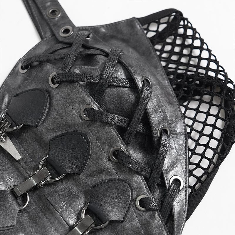 DEVILFASHION Women's Punk Heart Buckle-up Zip Bustier