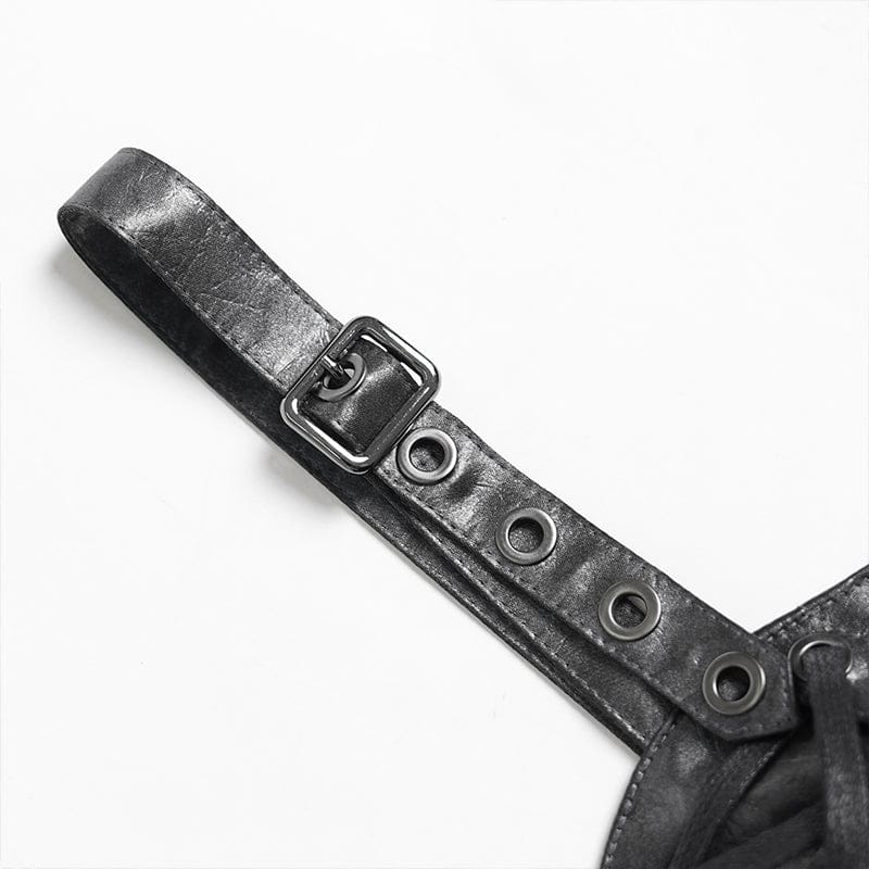 DEVILFASHION Women's Punk Heart Buckle-up Zip Bustier