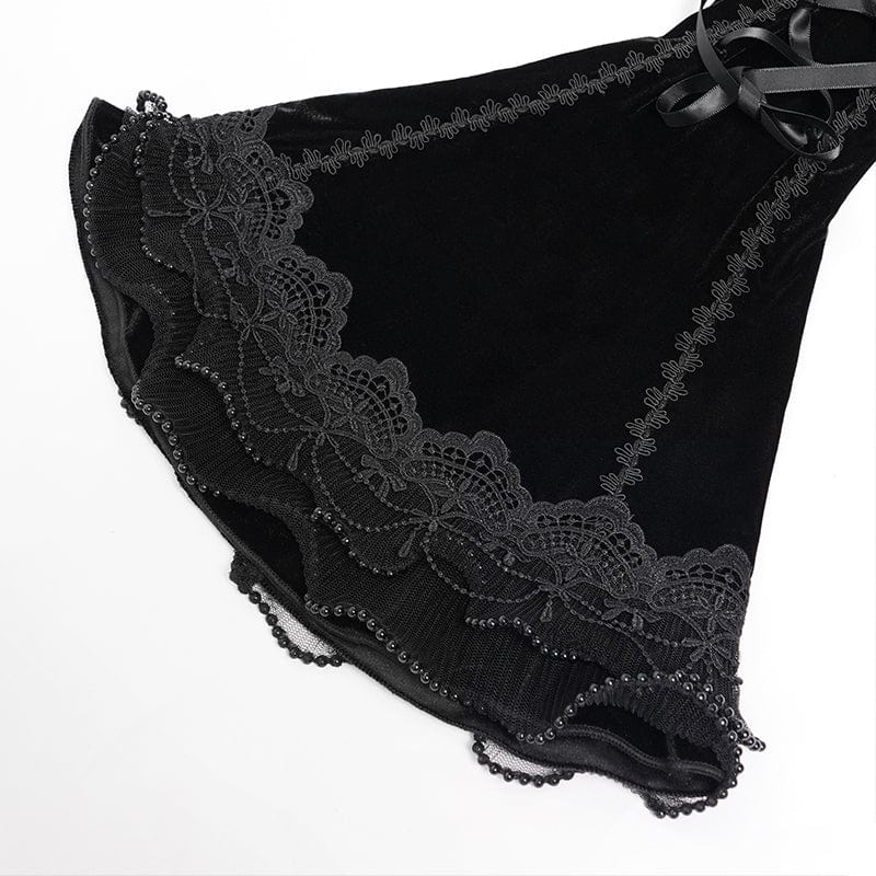 EVA LADY Women's Custom-made Gothic Lace-up Feather Slip Gown with Neckpiece & Sleeves