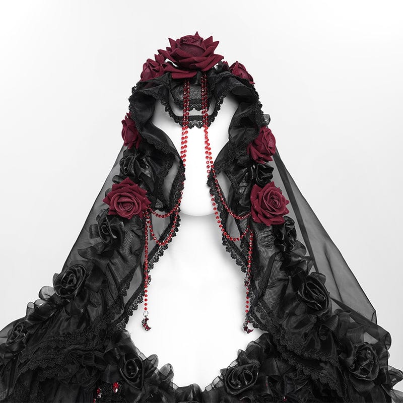 EVA LADY Women's Custom-made Gothic Rose Bowknot Beaded Slip Gown with Hood