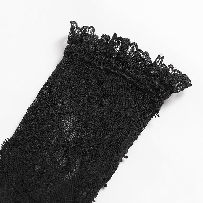 EVA LADY Women's Gothic Beaded Floral Lace Long Gloves