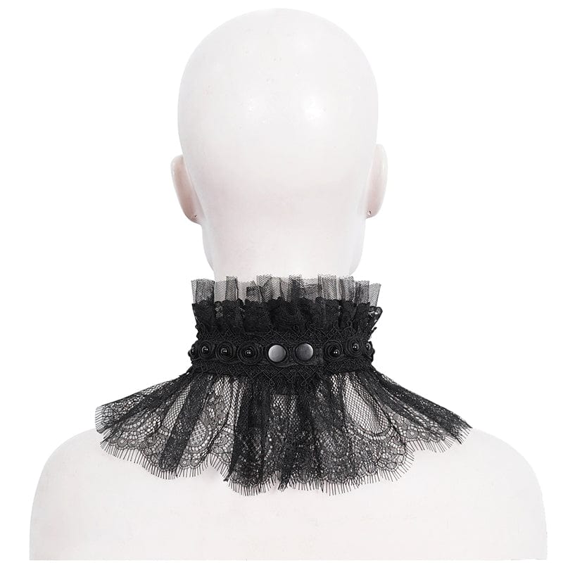 EVA LADY Women's Gothic Beaded Ruffled Lace Neckwear