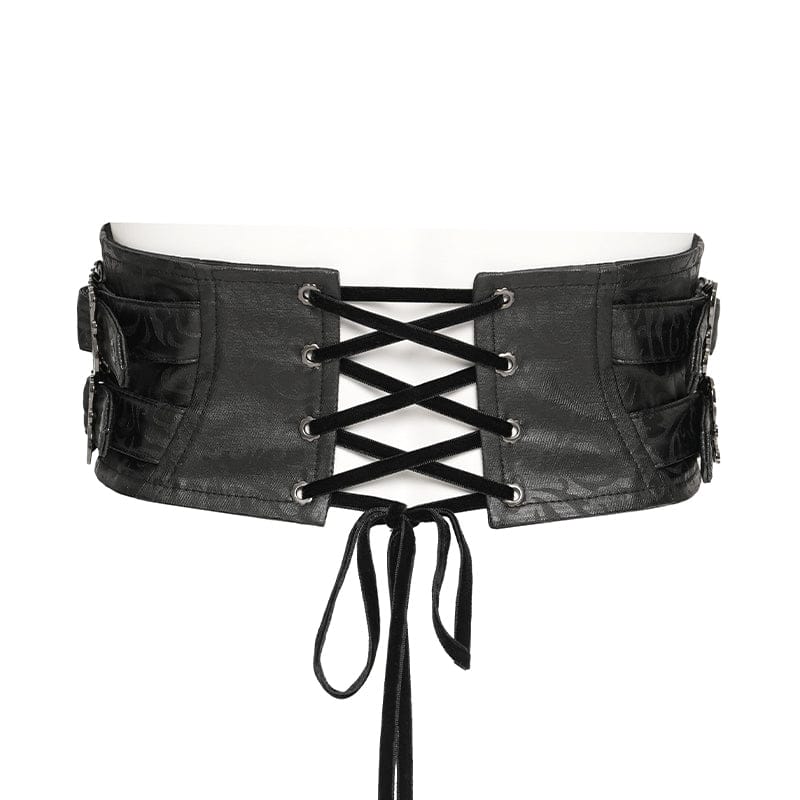 EVA LADY Women's Gothic Crochet Lace-up Zip Girdle