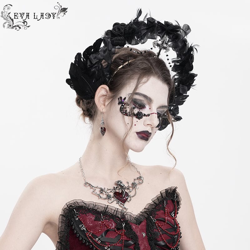 EVA LADY Women's Gothic Cross Feather Headwear