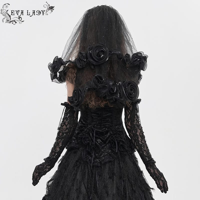 EVA LADY Women's Gothic Cross Plunging Short Sleeve Top