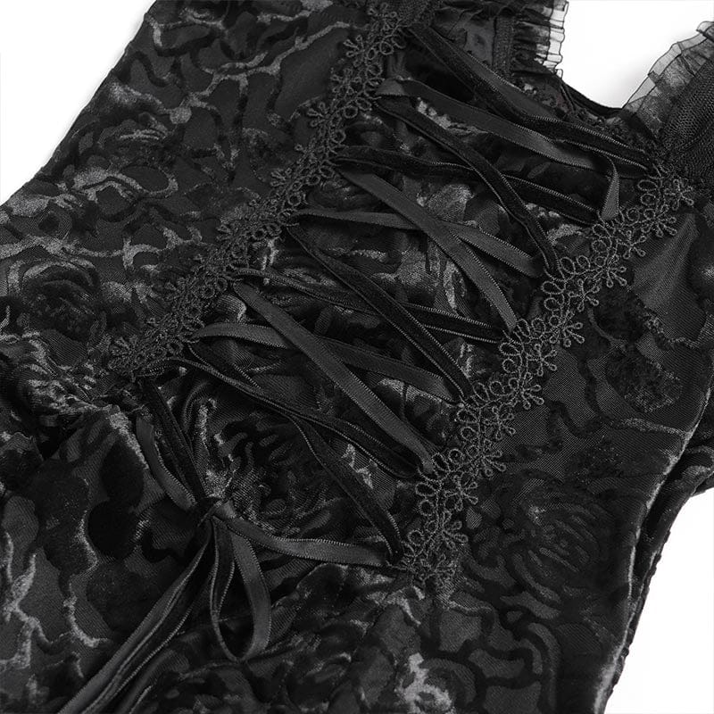 EVA LADY Women's Gothic Cross Plunging Short Sleeve Top