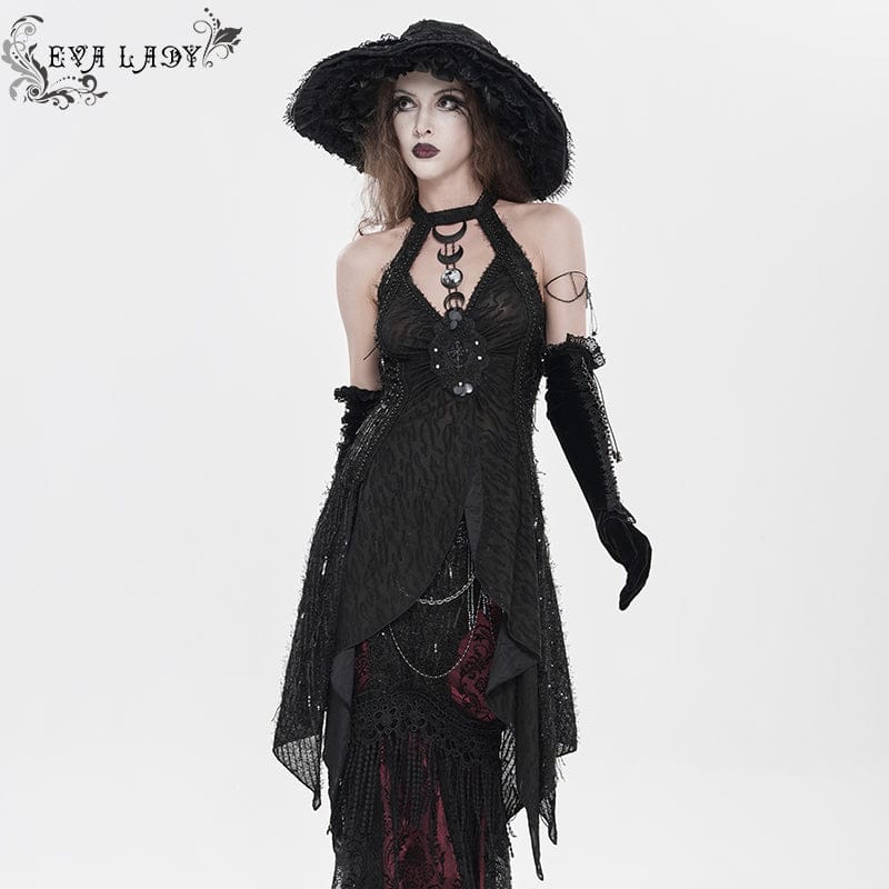 EVA LADY Women's Gothic Cutout Halterneck Tank Top