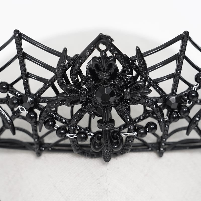 EVA LADY Women's Gothic Cutout Spider Cobweb Beaded Chain Crown
