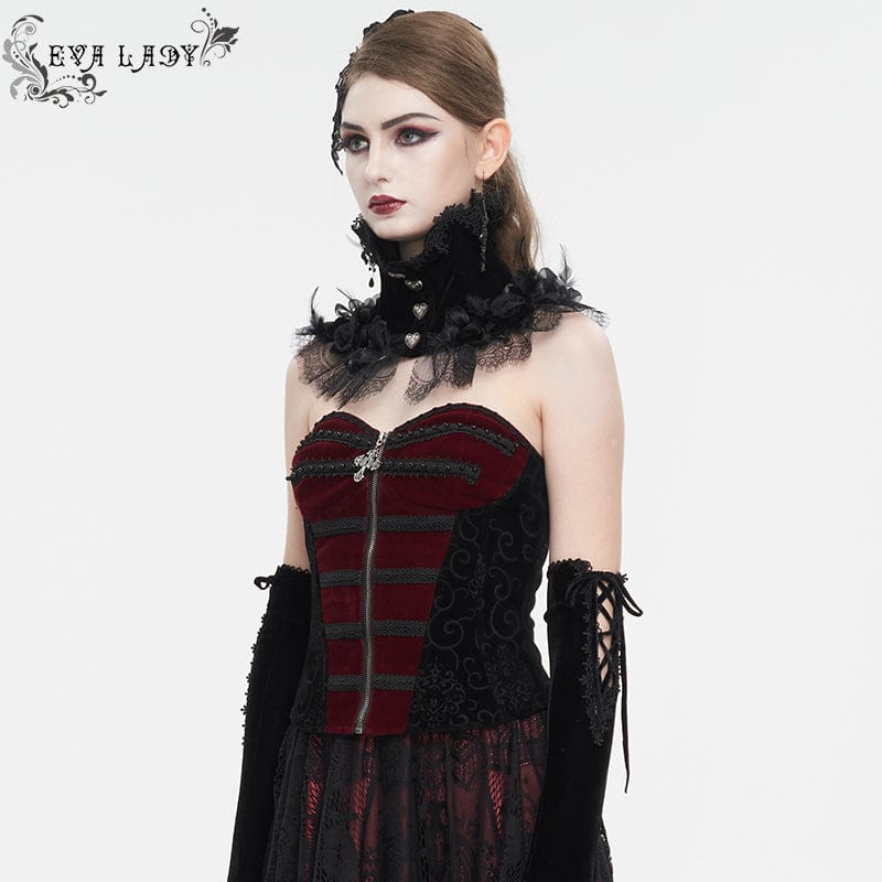EVA LADY Women's Gothic Double Color Lace-up Overbust Corset