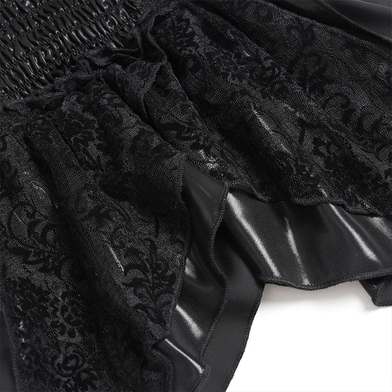 EVA LADY Women's Gothic Embroidered Chained Off Shoulder Shirt Black