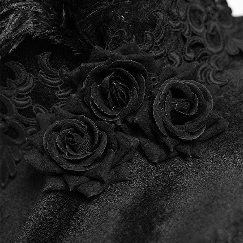 EVA LADY Women's Gothic Embroidered Feather Tassels Witch Hat