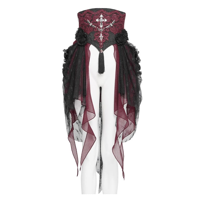 EVA LADY Women's Gothic Embroidered Rose Cross Underbust Corset