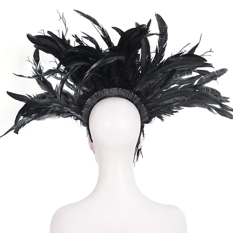 EVA LADY Women's Gothic Feather Rose Beaded Headwear