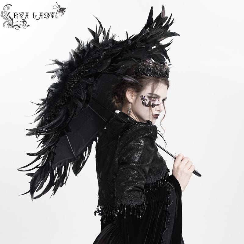 EVA LADY Women's Gothic Feather Ruched Umbrella