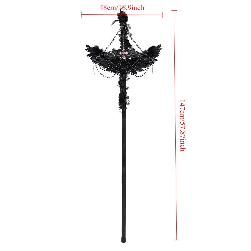 EVA LADY Women's Gothic Feather Wing Chained Truncheon
