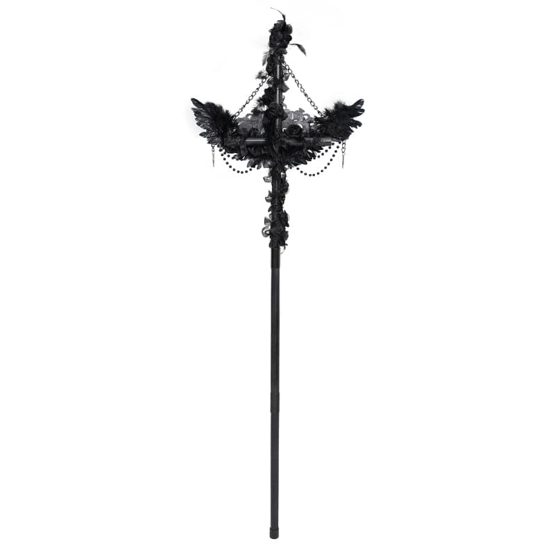 EVA LADY Women's Gothic Feather Wing Chained Truncheon