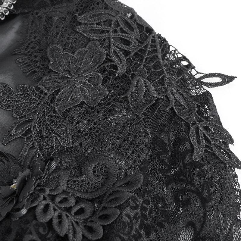 EVA LADY Women's Gothic Flared Sleeved Lace Splice Shirt