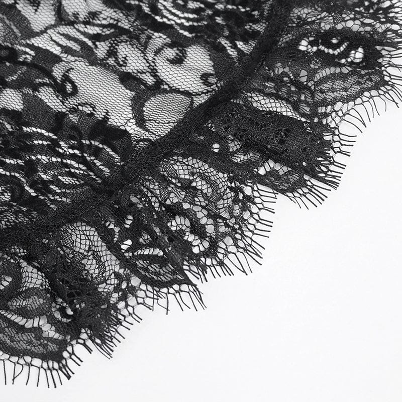 EVA LADY Women's Gothic Flared Sleeved Lace Splice Shirt