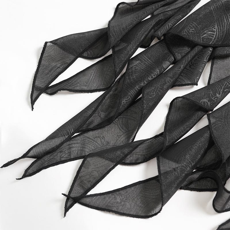 EVA LADY Women's Gothic Floral Beaded Ruffled Streamer Overbust Corset