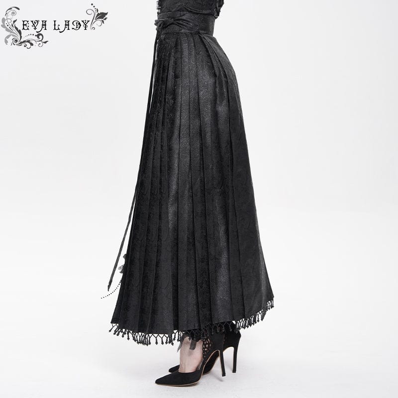 EVA LADY Women's Gothic Floral Cross Chain Horse-face Long Skirt