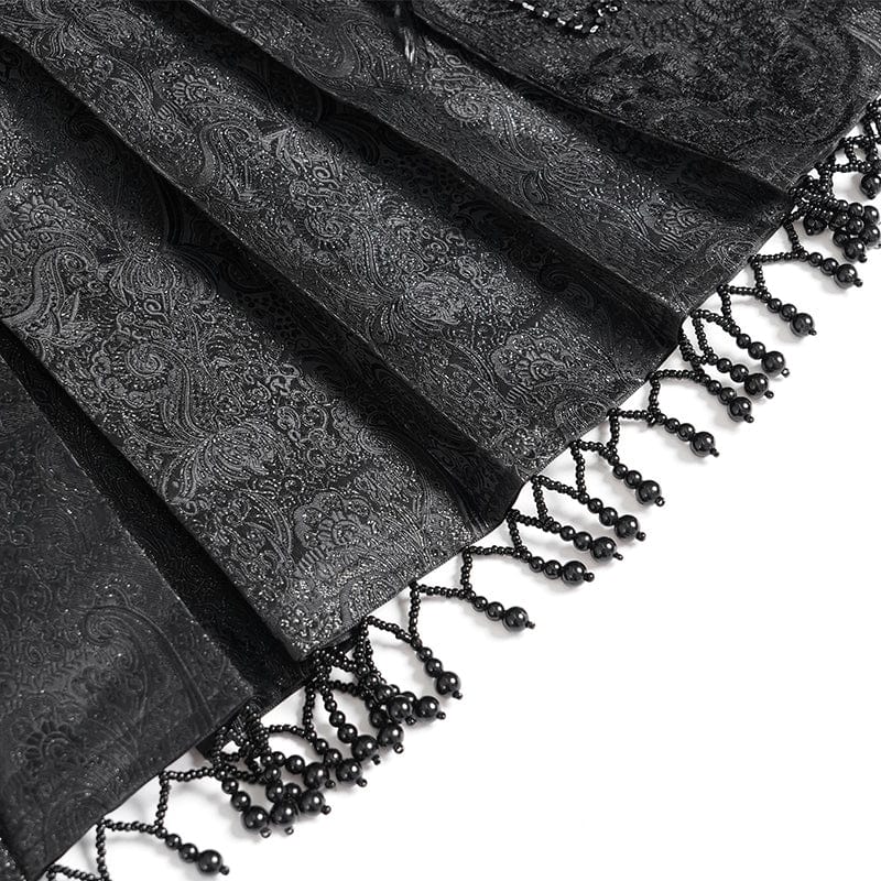 EVA LADY Women's Gothic Floral Cross Chain Horse-face Long Skirt