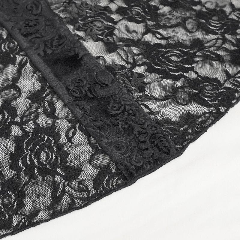 EVA LADY Women's Gothic Floral Embossed Lace Splice Flared Leggings