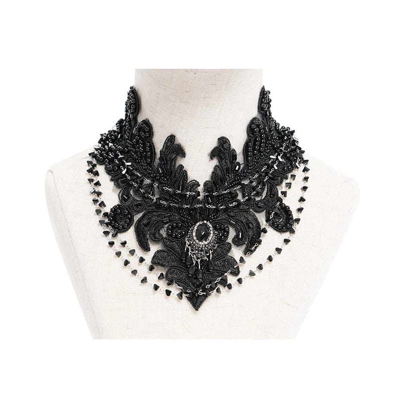 EVA LADY Women's Gothic Floral Embroidered Beaded Choker