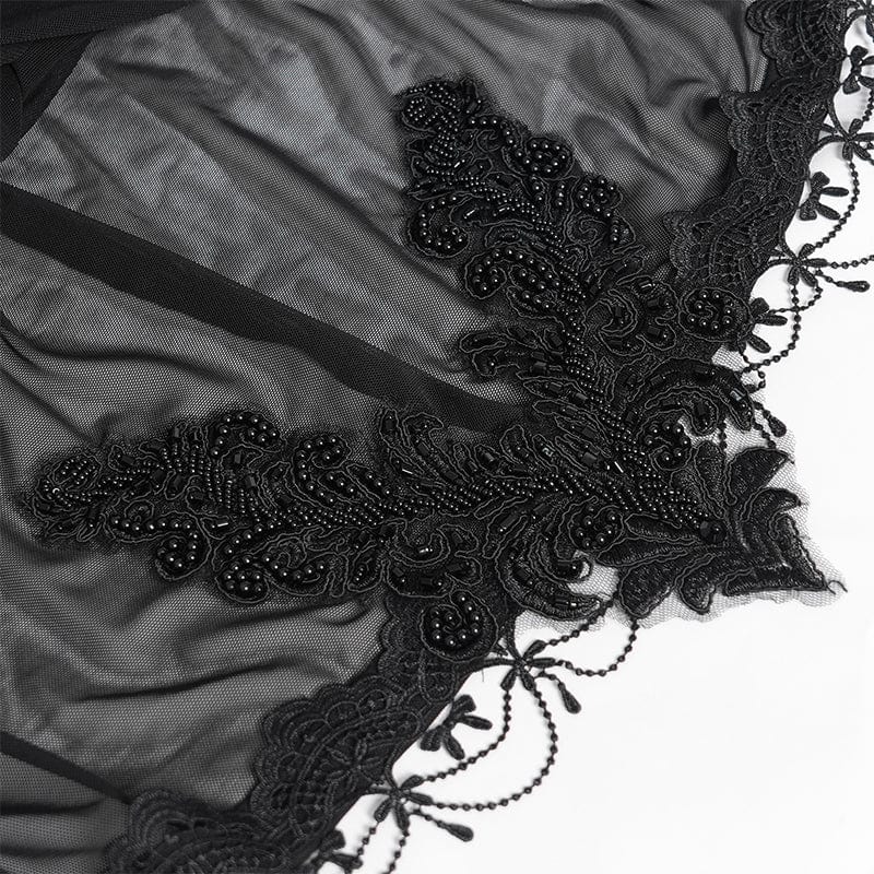 EVA LADY Women's Gothic Floral Embroidered Plumed Cloak