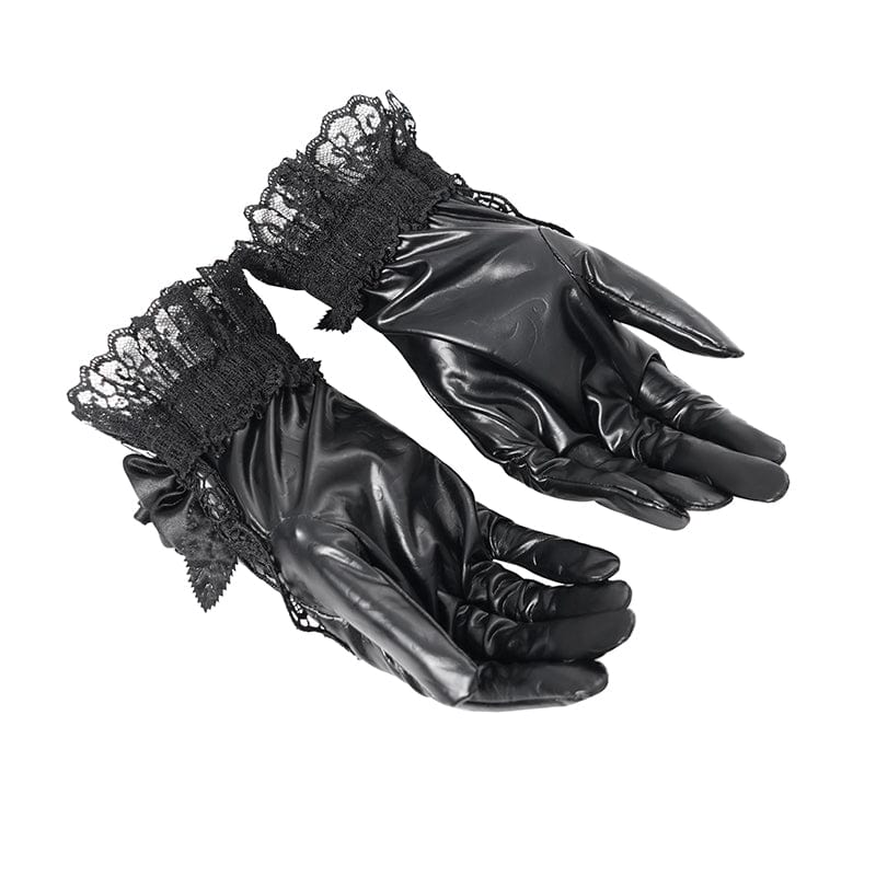 EVA LADY Women's Gothic Floral Embroidered Rose Lace Gloves
