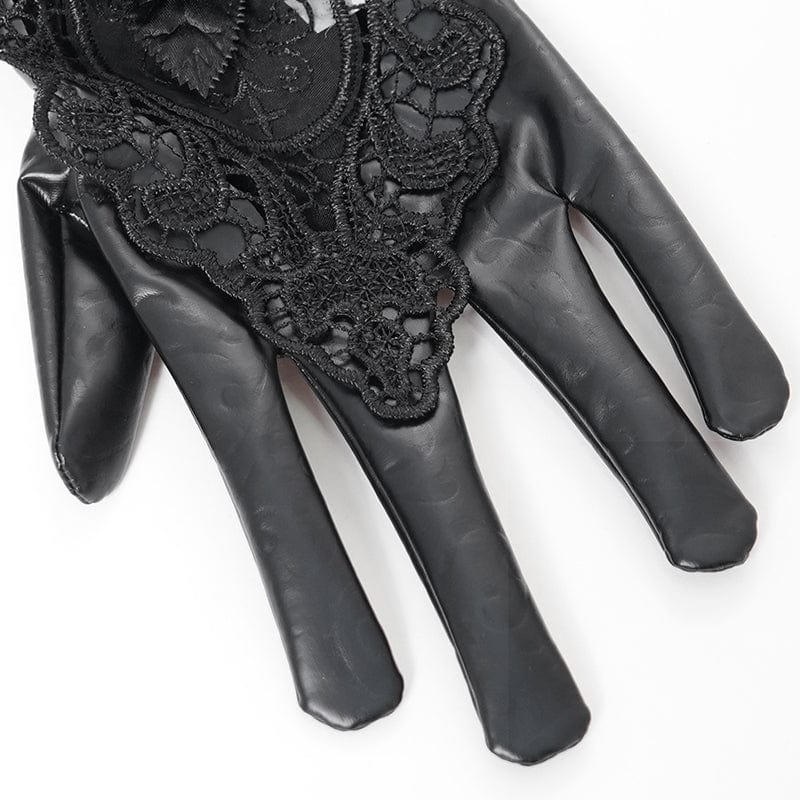 EVA LADY Women's Gothic Floral Embroidered Rose Lace Gloves