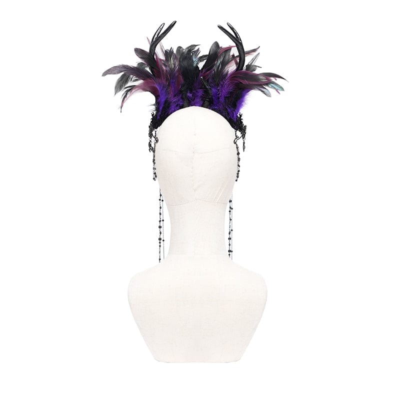 EVA LADY Women's Gothic Floral Feather Beaded Crown