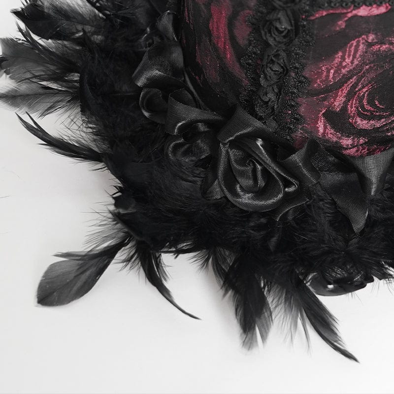 EVA LADY Women's Gothic Floral Feather Hat