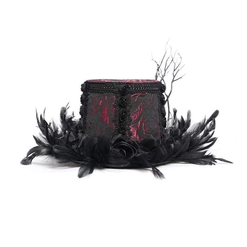 EVA LADY Women's Gothic Floral Feather Hat