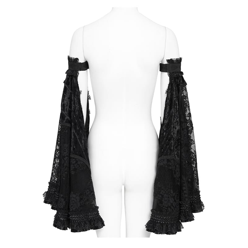 EVA LADY Women's Gothic Floral Lace Ruffled Flare Arm Sleeves