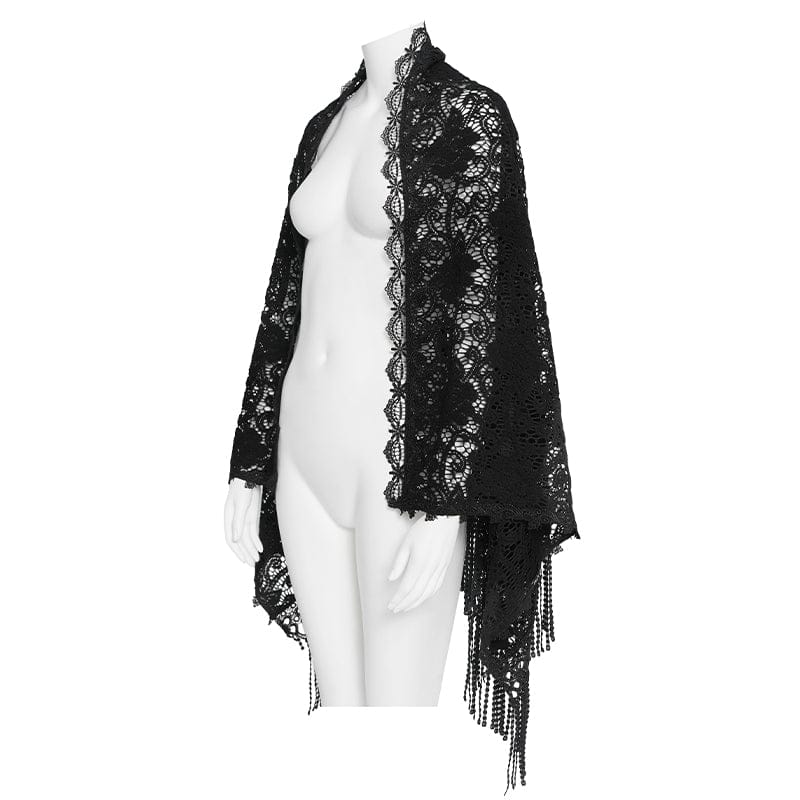 EVA LADY Women's Gothic Floral Tassels Cape