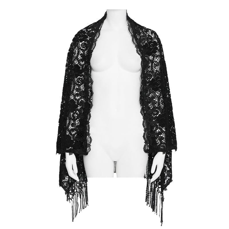 EVA LADY Women's Gothic Floral Tassels Cape